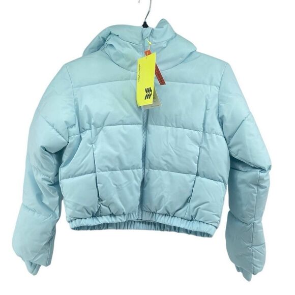 All in Motion Girls Blue Short Puffer Jacket M(8) NWT Wind & Water Resistant Zip - Picture 3 of 17